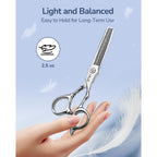 Ulg Professional Hair Thinning Scissors 6.5" Japanese Stainless Steel Hand-Honed Salon Barber Scissors For Stylist & Home Use, Texturizing Shears, Ergonomic Design With Patterned Handles