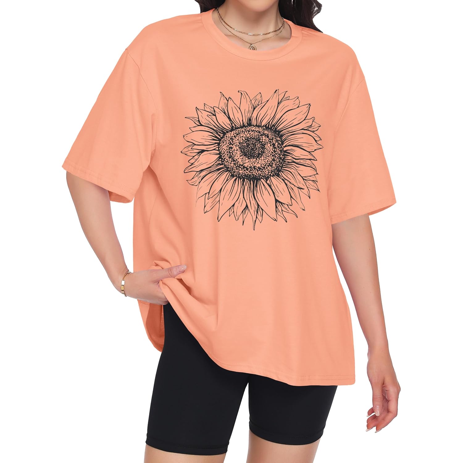 Adorejoy Oversized Tshirts For Women Crewneck Summer Graphic Tees Short Sleeve Loose Basic Tops 2026