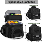 Expandable Tactical Lunch Box, Large Insulated Lunch Cooler Bag Heavy Duty Leakproof Lunch Pail For Men Adults Work Office Outdoor Picnic Trips,16L,Black