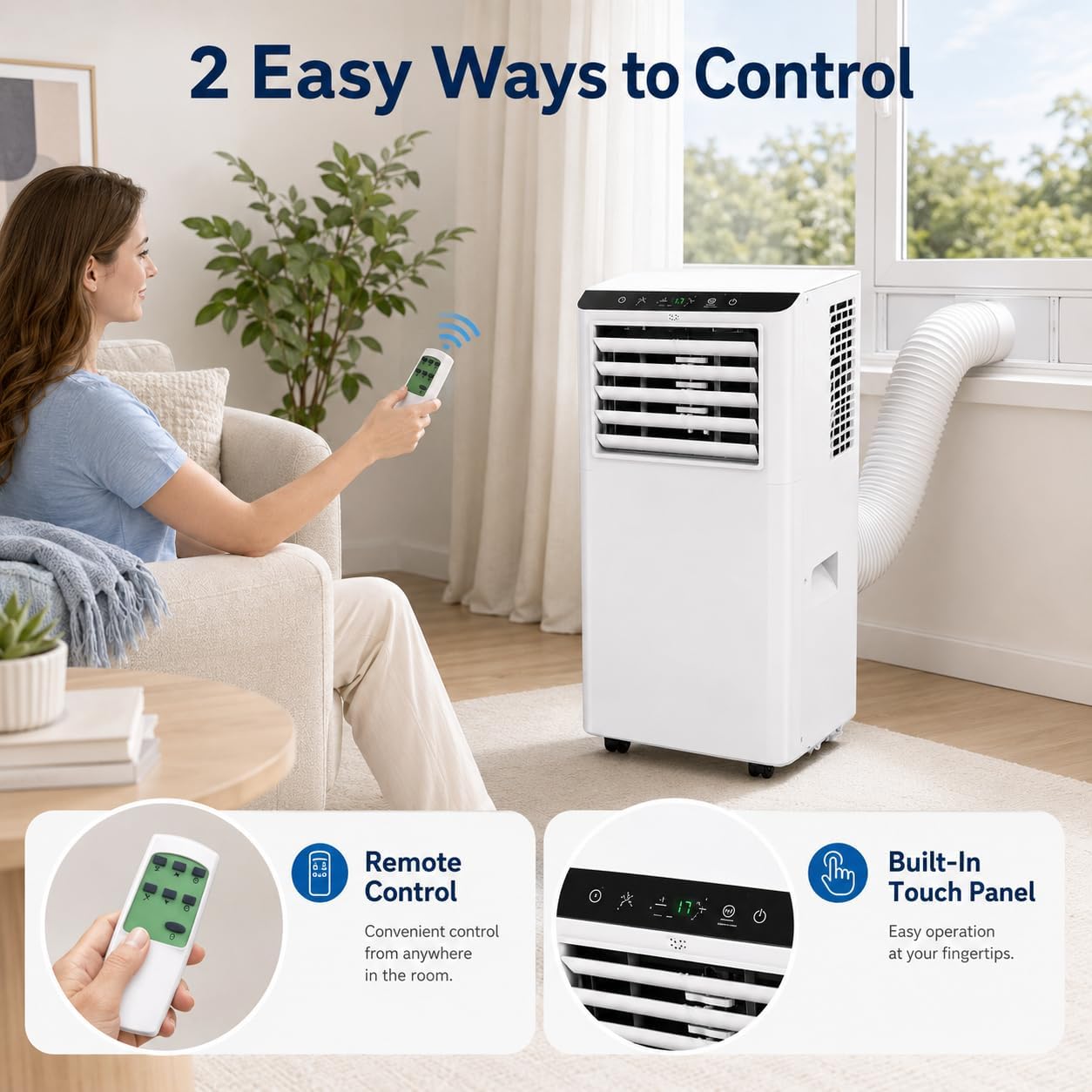 8,000 Btu Portable Air Conditioners, Portable Ac Unit For Basement & Bedroom, Remote & Auto Evaporation, 4-In-1 Cooling Unit, Floor Ac, Covers Rooms Up To 350 Sq.Ft, Sleep Mode, Remote Control