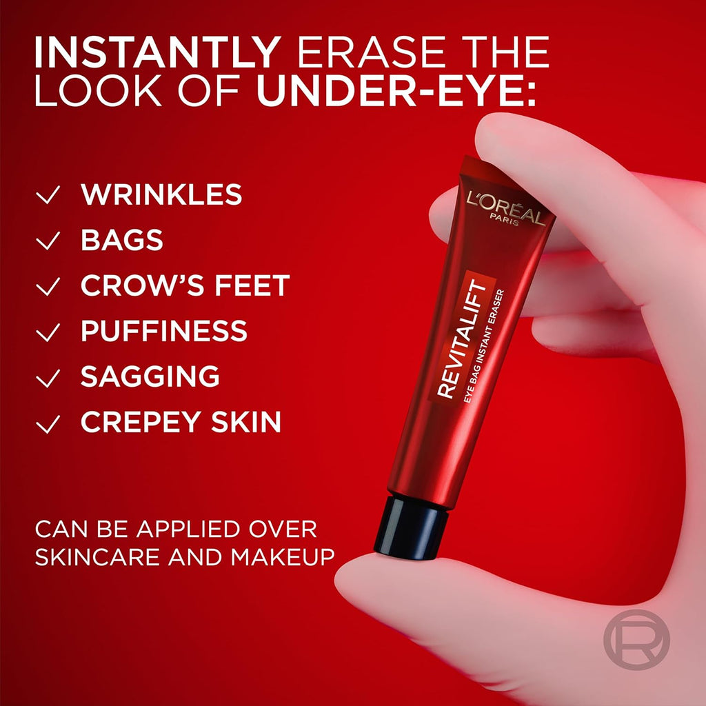 L'Oreal Paris Revitalift Triple Power Eye Bag Instant Eraser, Eye Tightener Treatment To Firm Bags, 0.5 Oz + Sample