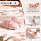 Slippers For Women, Warm Memory Foam Comfy House Slippers With Anti-Skid Rubber Sole For Indoor And Outdoor