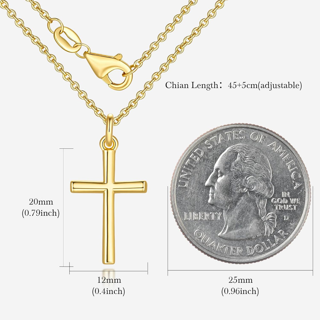 Gold Cross Necklaces for Women 14K Gold Cross Necklace for Women Crosses Pendant Necklace for Womens Smooth Lines and Timeless Charm Small Crosses Chain for Womens