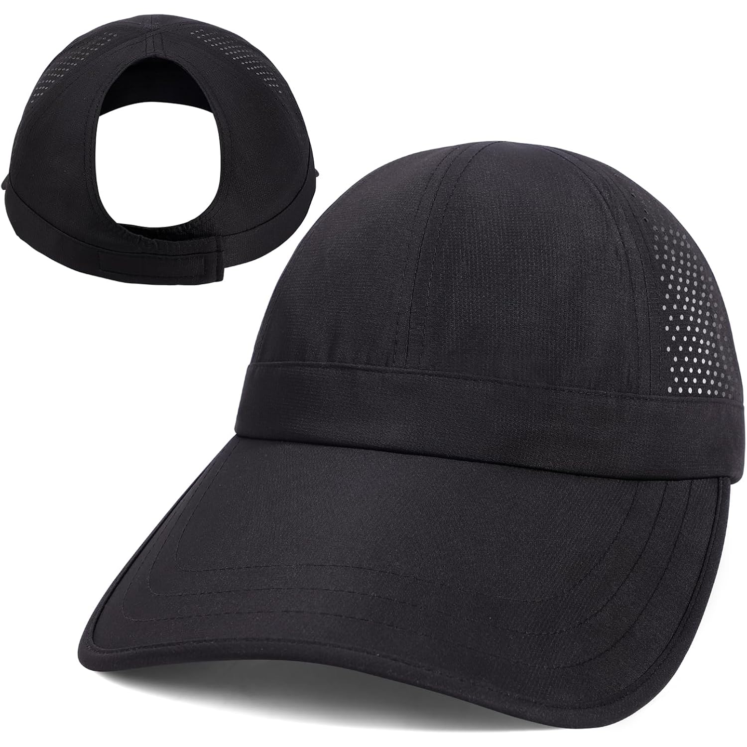 Large Wide Brim Baseball Sun Hats For Women Mesh Quick Dry Sports Hat Outdoor Travel Beach Ponytail Cap