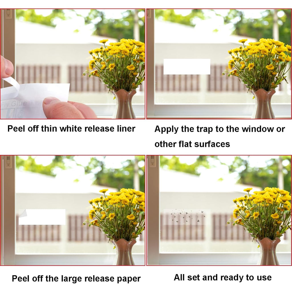 Mosqueda Window Fly Traps, 30 Pack Sticky Fly Traps For Indoors, Fly Catchers For Inside Home, Waterproof & Non-Toxic Adhesive Sticky Paper Trap For Mosquitos Bugs Housefy Fruit Fly Flying Gnats