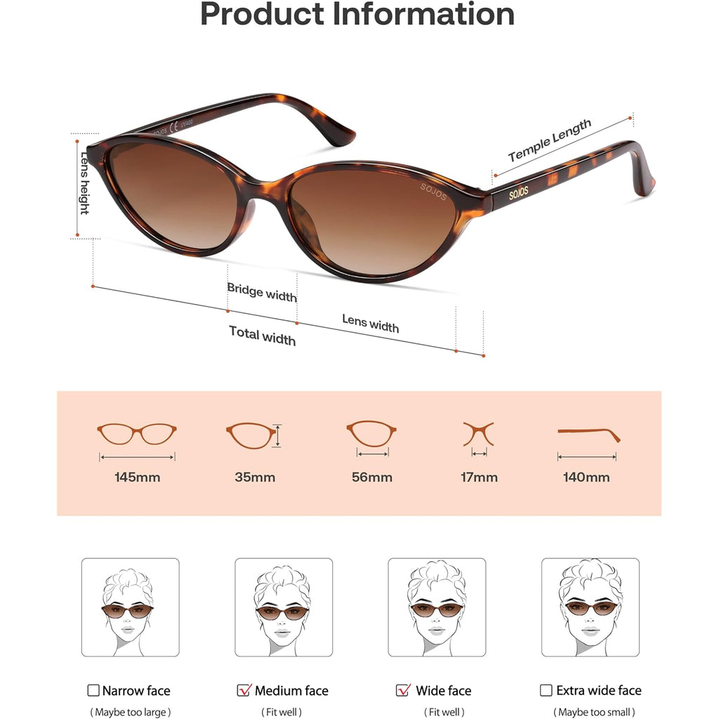 SOJOS Trendy Polarized Oval Sunglasses for Women Retro Chic 90s Shades Lightweight Sunnies SJ2656