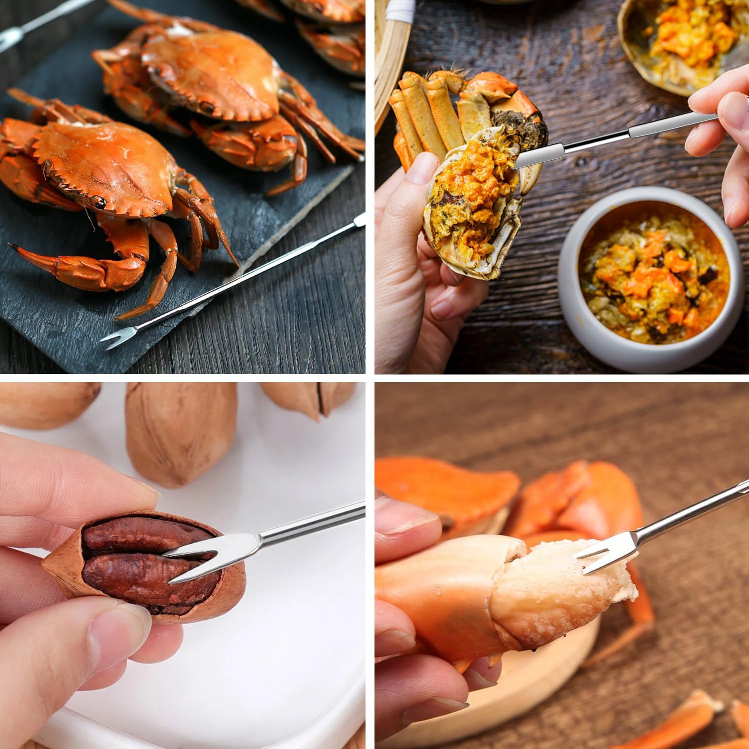 8 Pcs Crab Lobster Crackers And Picks Set, Crab Leg Cracker Tools, Seafood Crackers & Nut Cracker Set, Crab Eating Tool For Boil Supplies