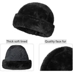 Men Winter Trapper Hat Faux Mink Fur Trooper Hat Russian Ushanka Cossack Hunting Dad Hat Outdoor Ski Snow Cap