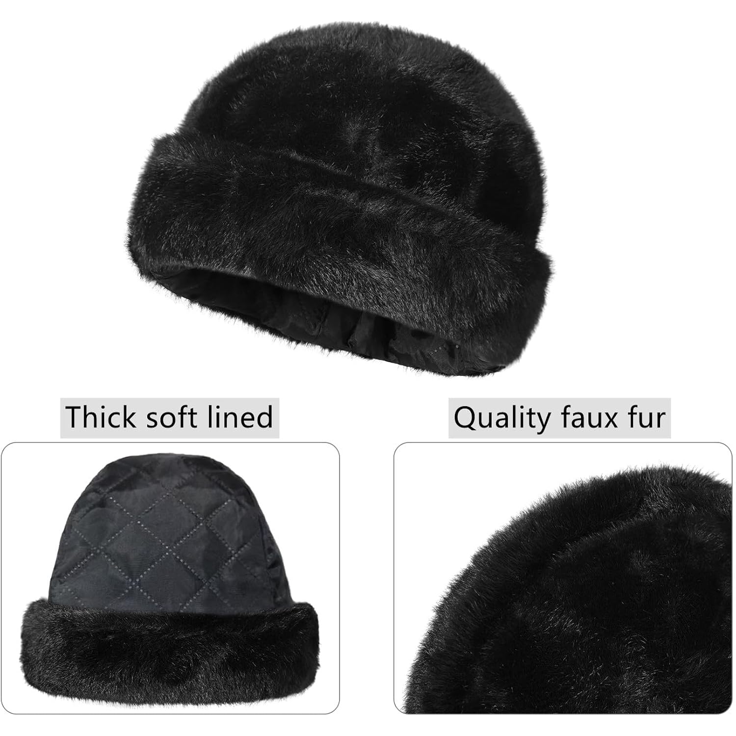 Men Winter Trapper Hat Faux Mink Fur Trooper Hat Russian Ushanka Cossack Hunting Dad Hat Outdoor Ski Snow Cap