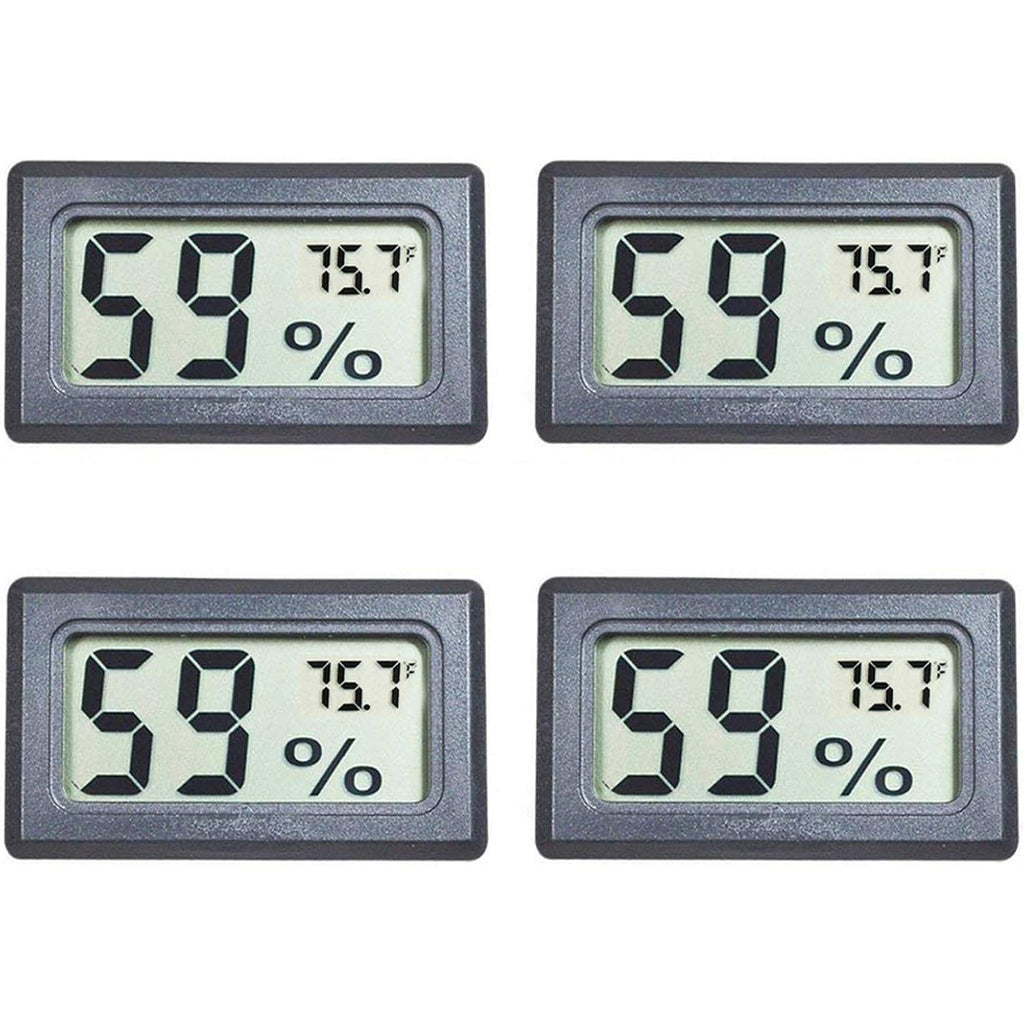 4-Pack Mini Digital Temperature Humidity Meters Gauge Indoor Thermometer Hygrometer Lcd Display Fahrenheit (℉) For Reptile Tank,Jars,Guitar Case,Greenhouse, Garden, Cellar, Fridge, Closet