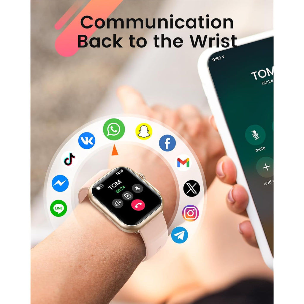 Smart Watch for Women Men Fitness: Smart Watch for iPhone&Android Bluetooth Call with SpO2 Sleep Heart Rate Monitor,IP68,Fitness Tracker with 120+Sport,Reloj Inteligente 30 Day+Battery Life, 2 Bands