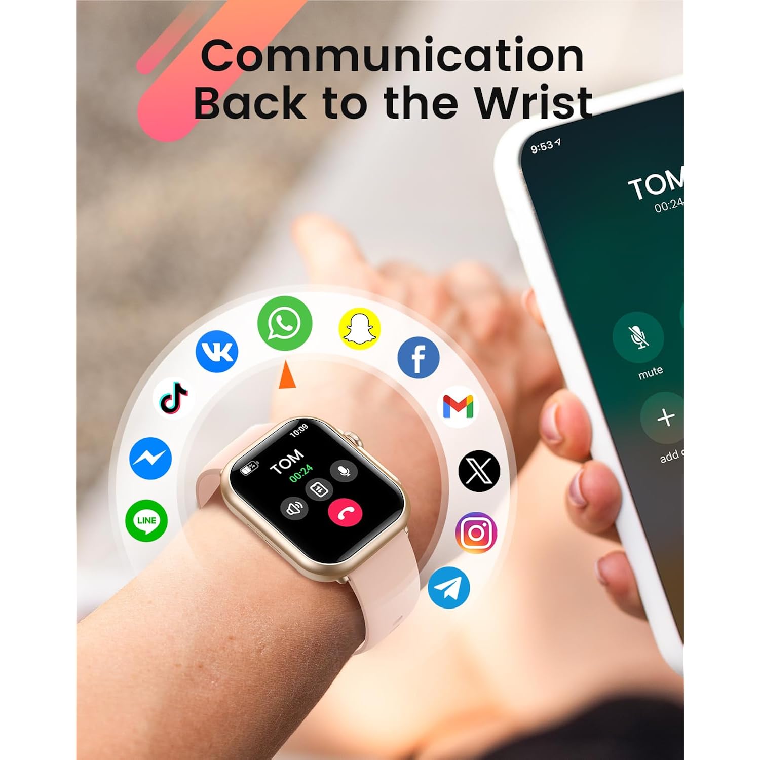 Smart Watch for Women Men Fitness: Smart Watch for iPhone&Android Bluetooth Call with SpO2 Sleep Heart Rate Monitor,IP68,Fitness Tracker with 120+Sport,Reloj Inteligente 30 Day+Battery Life, 2 Bands
