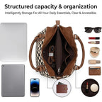 Checkered Crossbody Bag, Brown Checkered Purse, Large Capacity Shoulder Bag, Handbag With Wallet And Cherry Charm
