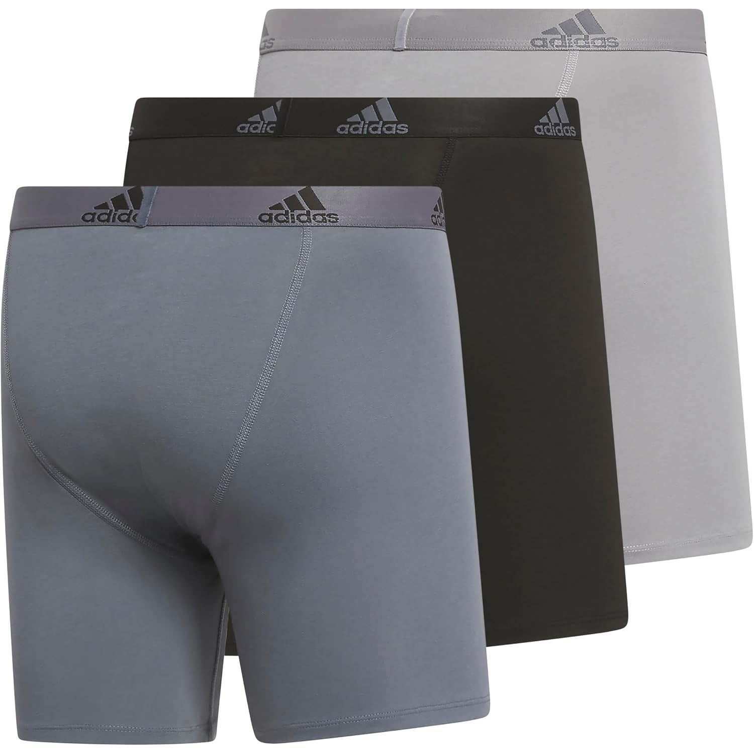 Adidas Men'S Performance Stretch Cotton Boxer Briefs, Men'S Underwear Boxer Brief, Soft Stretch, Superior Comfort, 3-Pack