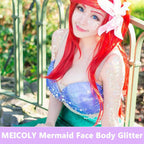 MEICOLY Clear White Body Glitter,Singer Concerts Music Festival Rave Accessories,Mermaid Face Glitter Gel,Sequins Glitter Face Paint,Chunky Hair Sparkling Halloween Glitter Gel for Women,50ml