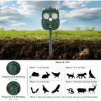 2 Pack 2026 Ultrasonic Animal Repellent Outdoor Deer Repellent Devices Solar Animal Repeller Motion Activated Deterrent To Scare Cat Squirrel Rabbit Raccoon Skunk With Led Flash Lights For Yard Lawns