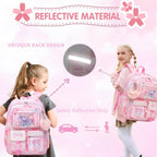 Lovely Girls Backpack School Bag For Students Kids Book Bag With Multiple Pockets Splash-Proof Children'S Backpack（17Inch Pink）
