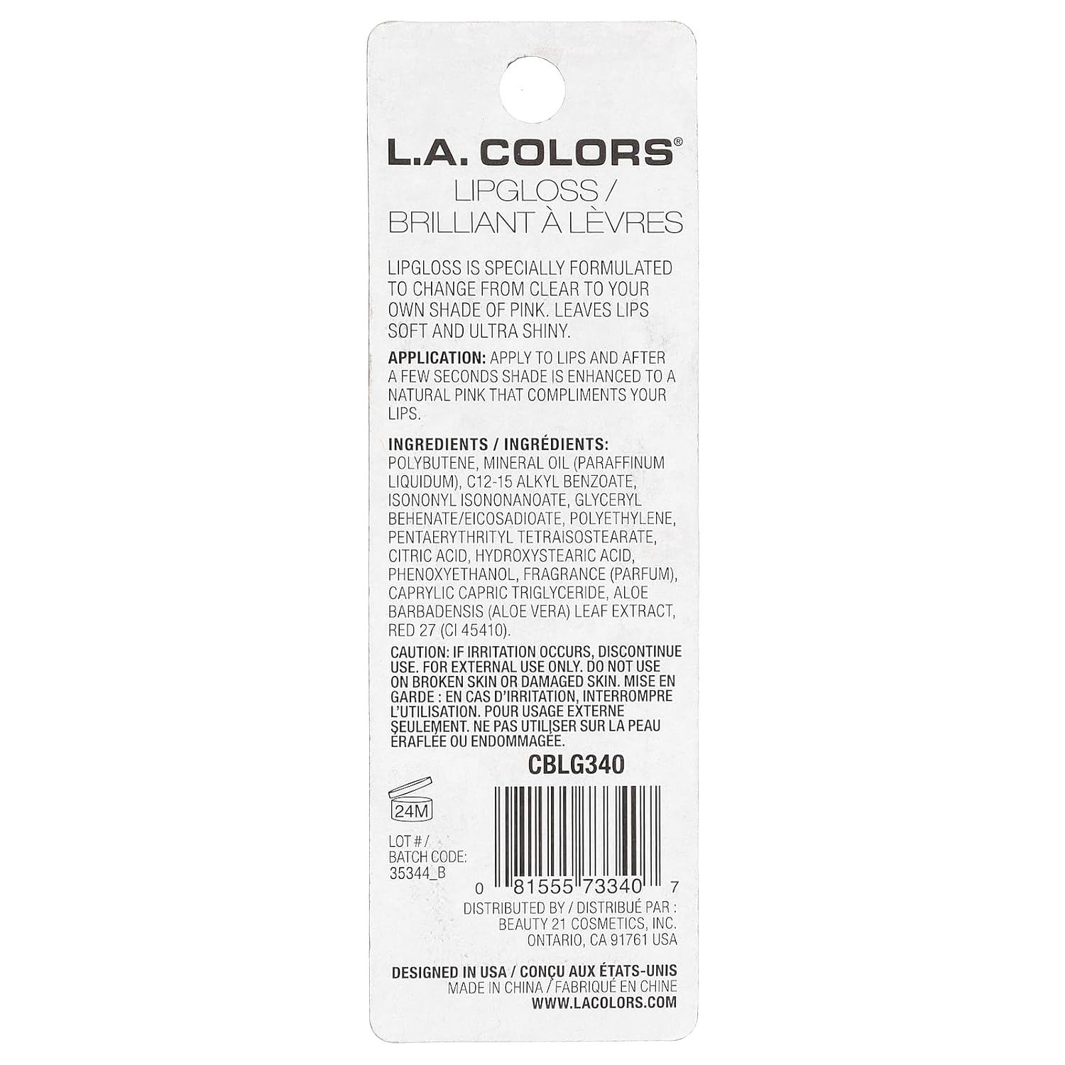 L.A. COLORS Lip-gloss In The Mood, 0.43 Oz (CBLG340)