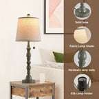 Lamps Set Of 2 Modern Farmhouse Table Lamp Bedside Reading Lamps Living Room End Tables Set Lamps For Night Stands Bedroom Night Lamp,High 26.25 Inch,Turquoise,With Fabric Lamp Shade,Bulb Not Included