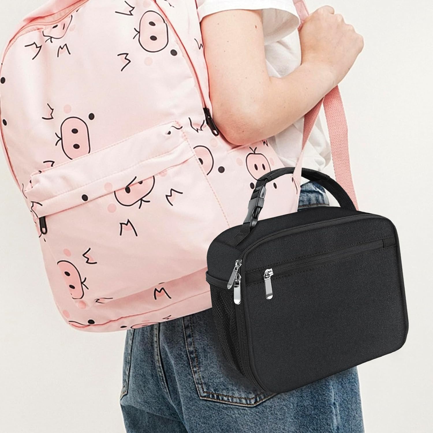 Kids Lunch Box For Boys Girls Lunch Bag Insulated Durable Lunchbox Children Lunch Tote Bag For School Black