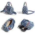 Cute Womens Purses and Handbags, Blue Denim Shoulder Bag Cartoon Crossbody Bags With Detachable Strap