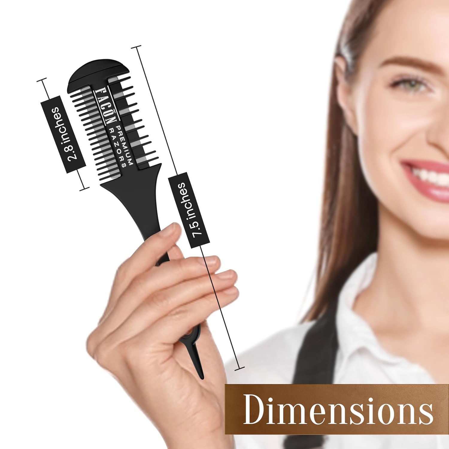 Facón Razor Comb for Hair Cutting - Professional Hair Cutting Comb Kit with 12 Replacement Blades, Double Edge Shaper for Salon & Home, Premium Styling Thinning Texturizing Split Ends Trimming Razor