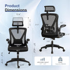 Mesh Office Chair With Adjustable Lumbar Support, Ergonomic High Back Desk Chair With Headrest, Swivel Rolling Computer Chair For Home Office (Black)