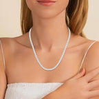 5 Carat to 30 Carat Lab-Grown Diamond Tennis Necklace | 14K Yellow or White Gold Straight Line Necklace 16-20 inch | E-F Color and VS1 Clarity