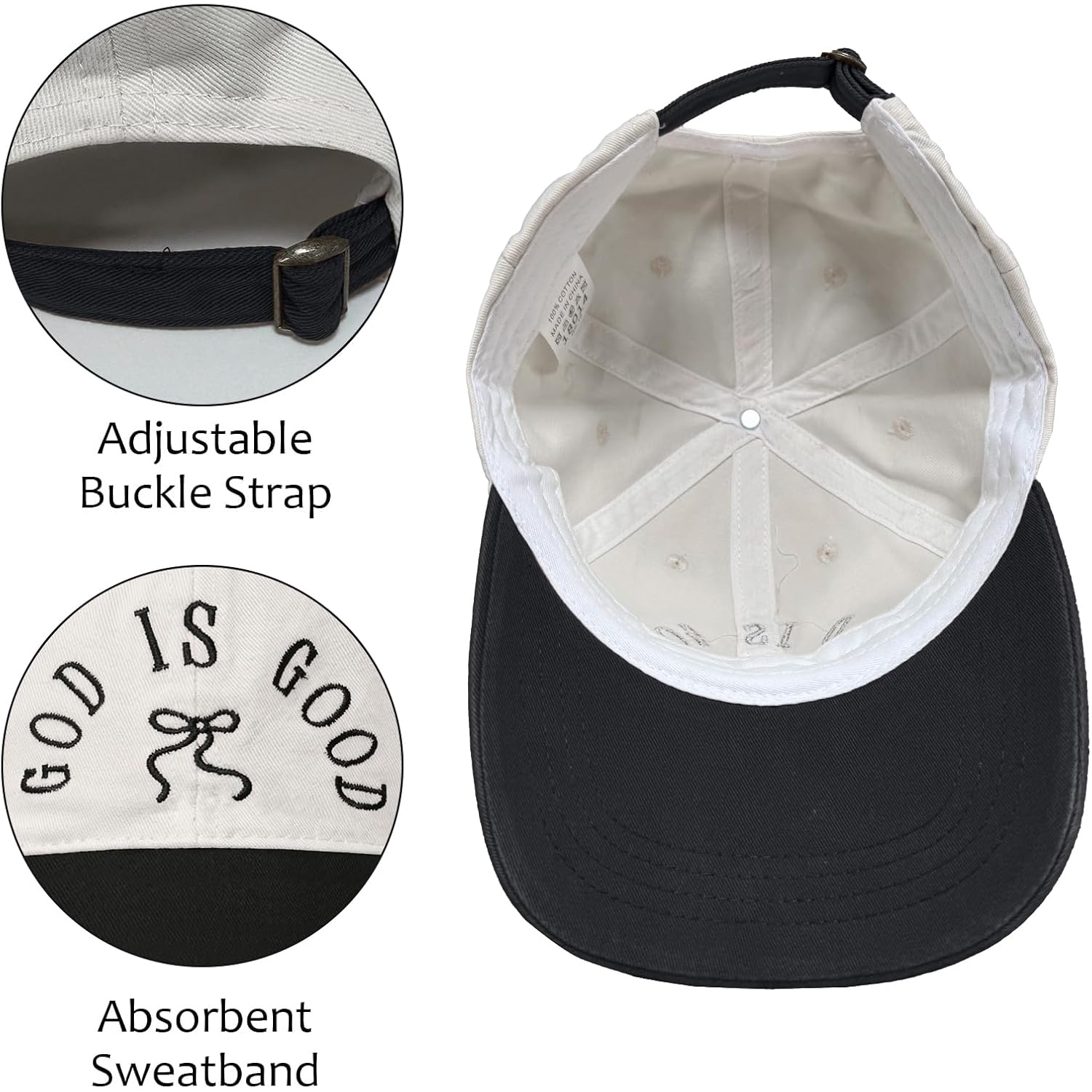 God Is Good Christian Bow Hat Women Jesus Faith Religious Hats Embroidered Adjustable Cotton Baseball Cap