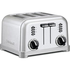 Cuisinart 4 Slice Compact Stainless Steel Toaster With Extra-Wide Slots For Bread, French Toast, Bagels & Pastries, Defrost & Reheat Functions, Cpt-180P1, Brushed Stainless, Removable Crumb Tray