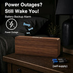 Peakeep Wooden Digital Alarm Clock Large Display, Textured Desk Table Decoration For Bedroom, Living Room, Plug In Clock With Time Date Day, 5 Brightness, Auto Dst