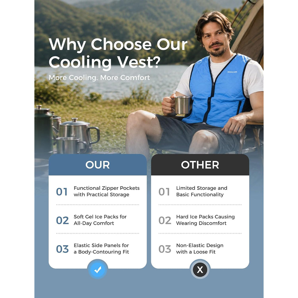 Cooling Vest With Pockets 12 Pcs Gel Ice Pack Vest Adjustable Fit Ice Jacket
