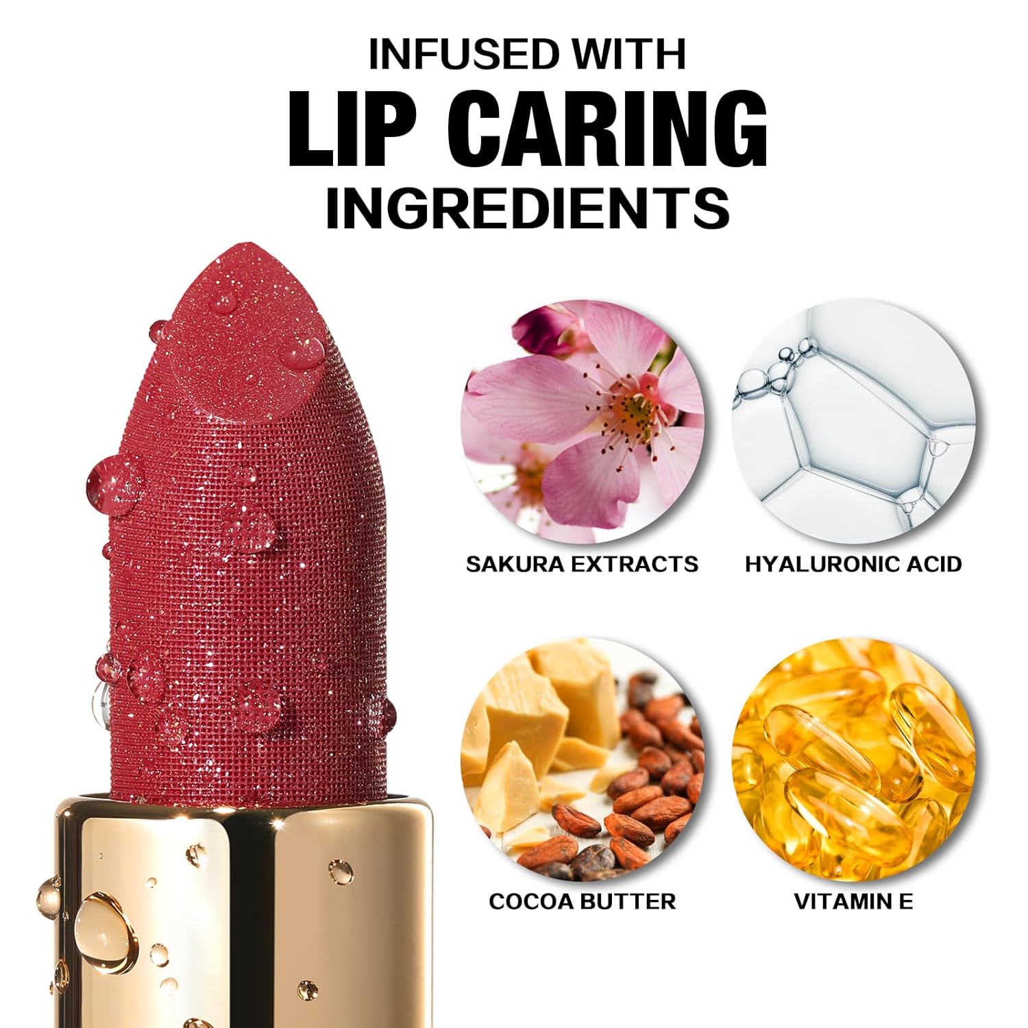 FOCALLURE Glisten Opal Shine Lipstick, High Impact Lip Color, Moisturizing Tinted Lip Balm, Lightweight & Hydrating Formula for Lip Care, SOUR SUGAR