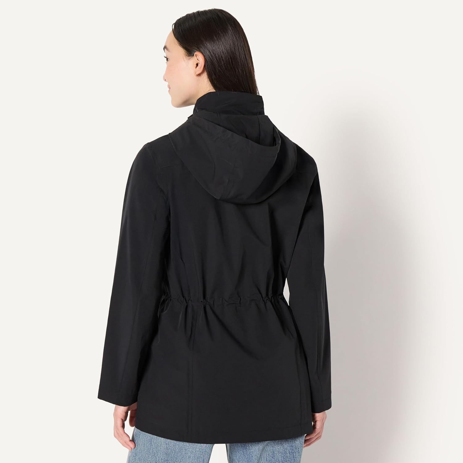 Amazon Essentials Women's Relaxed-Fit Lightweight Waterproof Long Hooded Rain Jacket