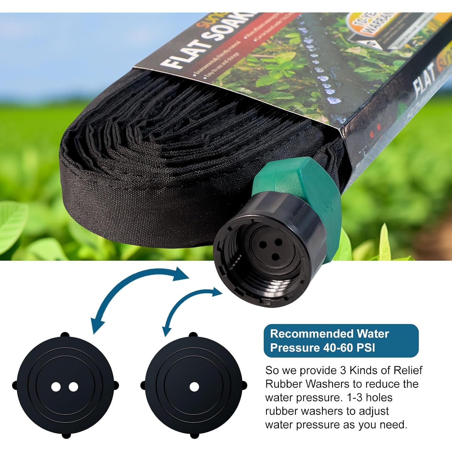 4 Pack Flat Soaker Hose 25Ft For Garden Beds, Lightweight Drip Soaker Hose 100 Ft For Foundation Watering Of Plants – Garden Sprinkler Soaker Hoses With Heavy Duty & Easy To Install (25Ftx4)