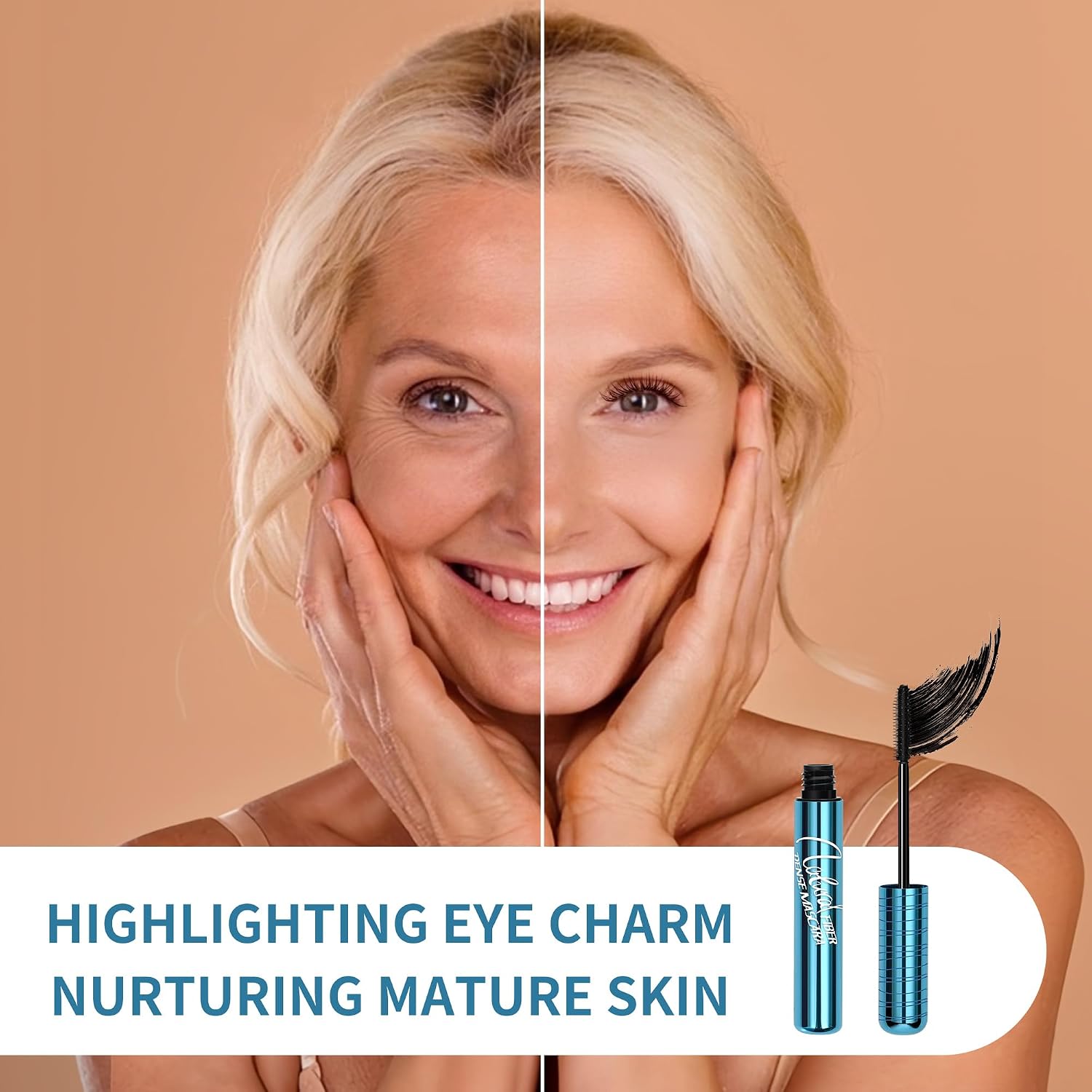 Mascara For Older Women 60 Plus - Volumizing Waterproof Hypoallergenic Black Mascara For Thinning Lashes & Sensitive Eyes, Smudge-Proof Formula (1 Pack)