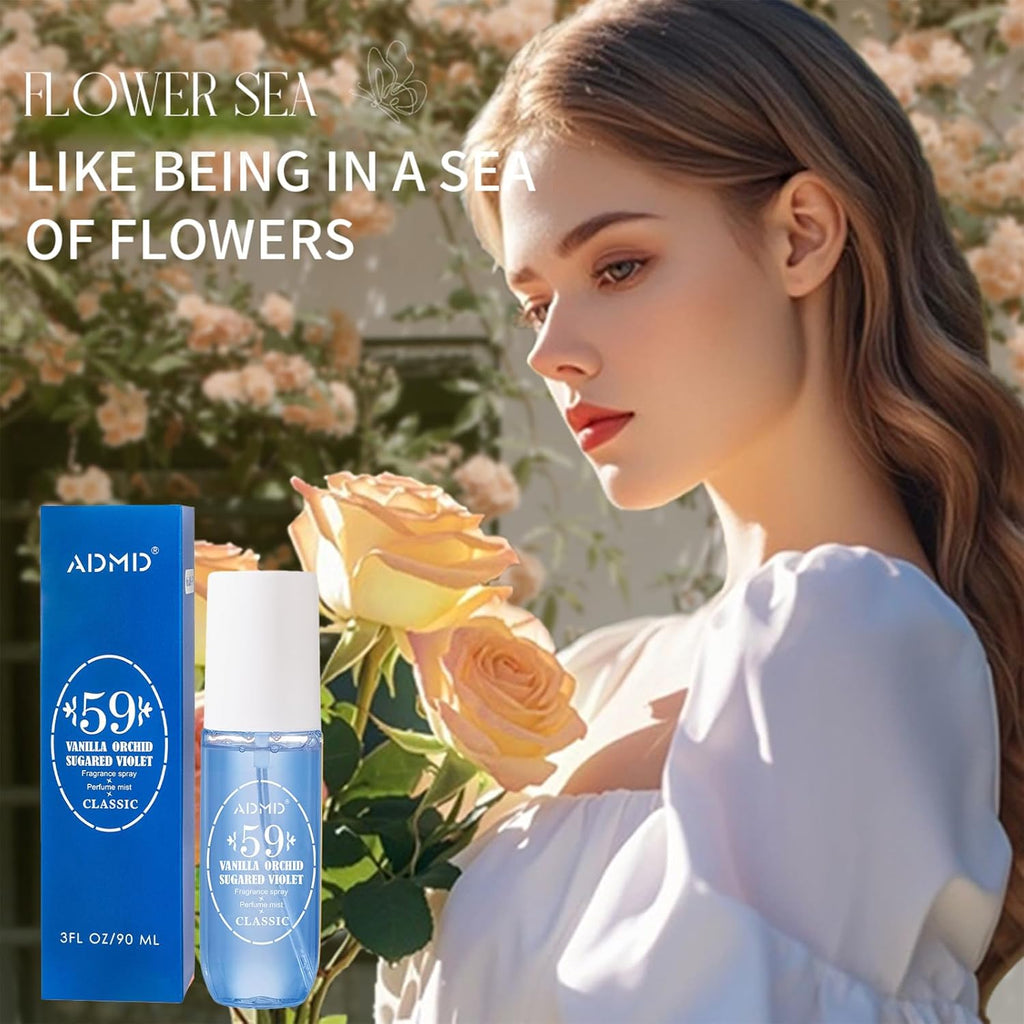 ADMD Sweet Floral Body Spray Romantic Perfume for Women, Model 59# Delightful Fruity Long-Lasting, Enchanting Fragrance Mist, Travel-Size 90ml Non-Sticky