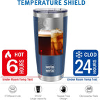 Wetoweto 20Oz Tumbler, Stainless Steel Vacuum Insulated Coffee Travel Mug, Double Wall Powder Coated Insulated Coffee Mug Travel Mug With Lid Thermal Cup For Outdoor (Navy Blue, 1 Pack)