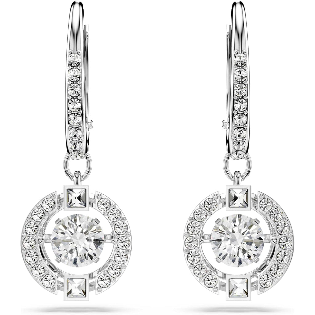 Swarovski Sparkling Dance Necklace and Earrings Jewelry Collection, Rhodium Finish, Blue Crystals, Clear Crystals