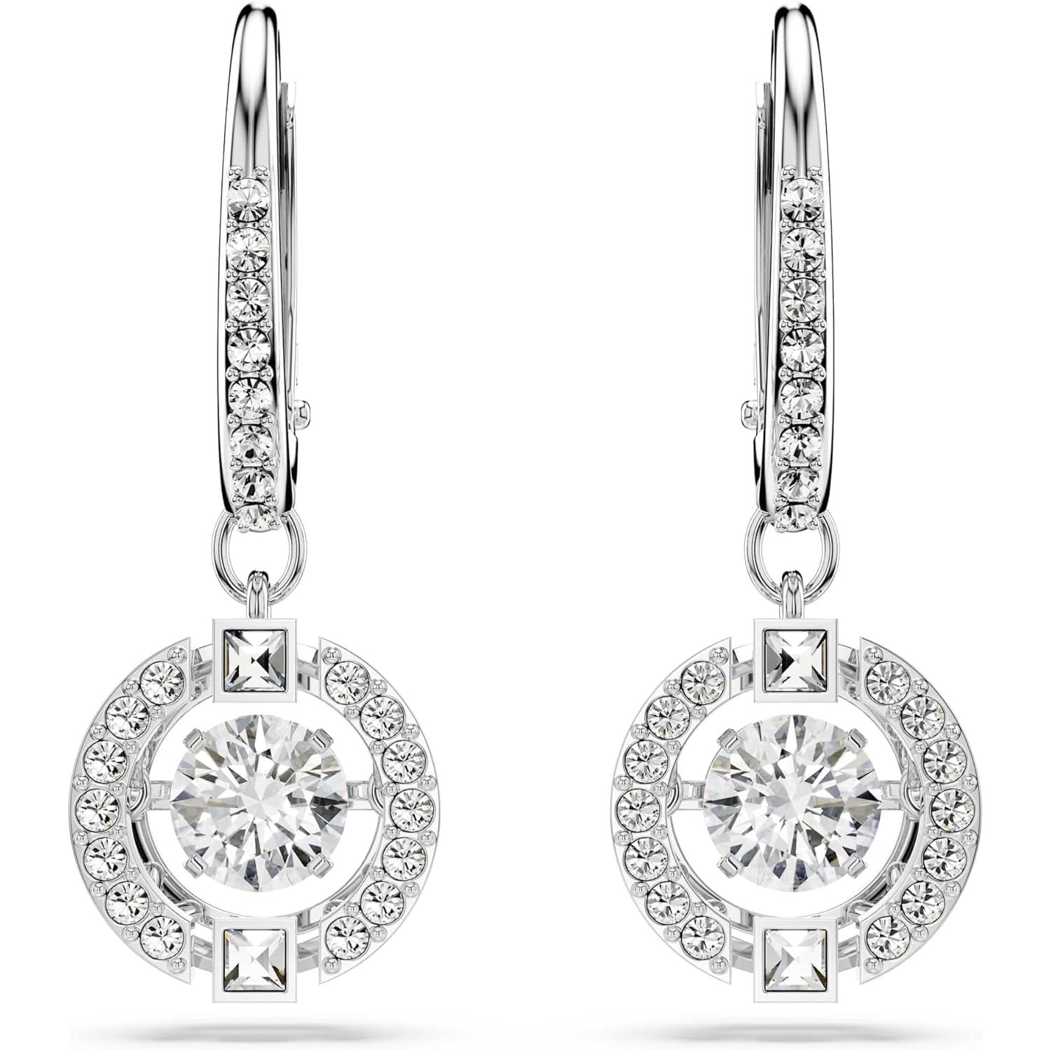 Swarovski Sparkling Dance Necklace and Earrings Jewelry Collection, Rhodium Finish, Blue Crystals, Clear Crystals