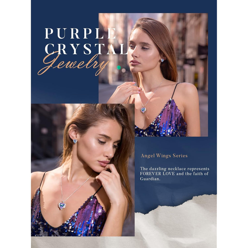 CDE Mothers Day Gifts for Women Angel Wings Necklace for Women with Birthstone, Love Heart Silver Tone/Gold Tone Pendant, Ideal Anniversary or Birthday Jewelry Gifts for Wife Girlfriend Her
