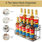 10 Bottle Capacity Coffee Syrup Organizer 2 Tier Coffee Syrup Stand Shelf For Coffee Bar Kitchen Small Wine Rack For Bar Family Storage For Syrup Wine Dressing