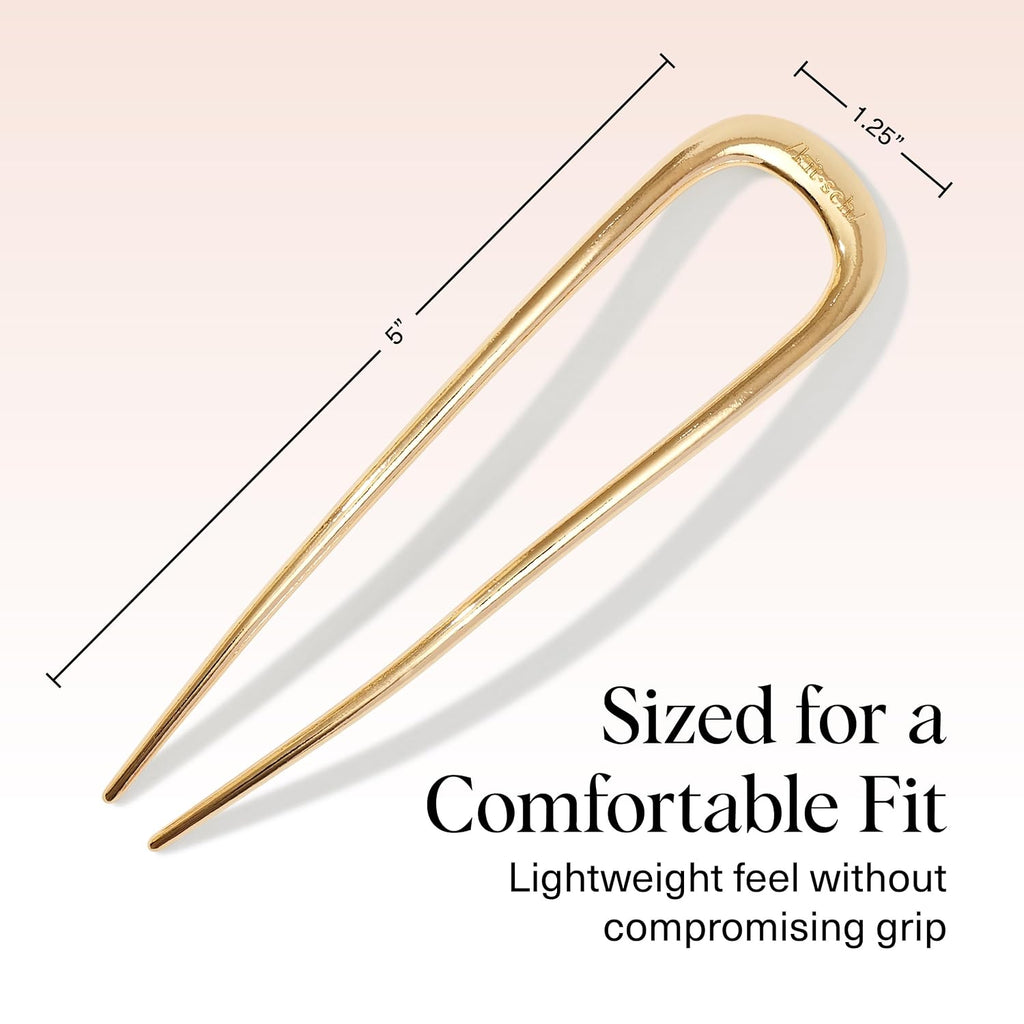 Kitsch French Hair Pins For Women – Elegant & Durable Metal French Pin For Updos, Chignon, Buns & Twist Hairstyles | Secure Hold All Day, Comfortable Fit - Gold, 1Pc