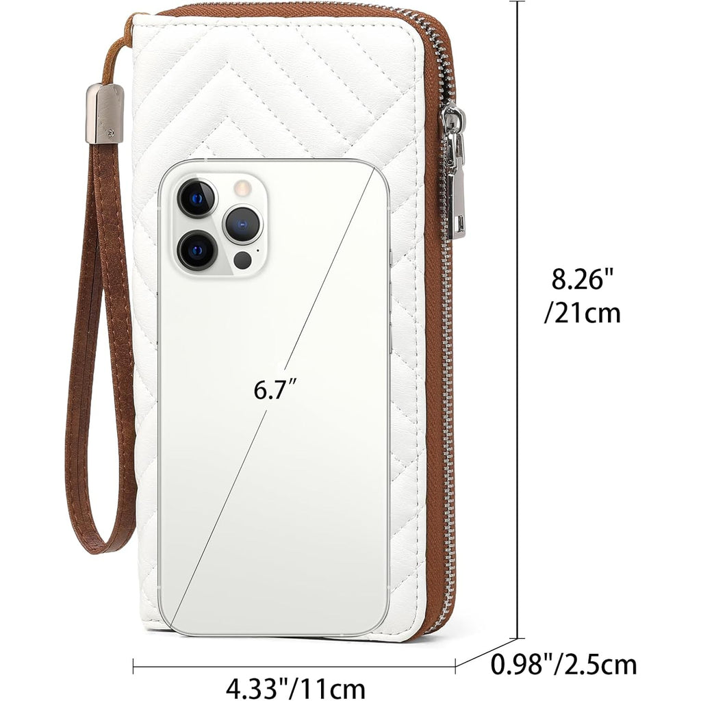 GOIACII Womens Wallet RFID Blocking Leather Large Capacity Long Purse Card Clutch Wristlet