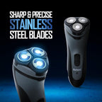 Barbasol Rotary Shaver, Rechargeable Electric Rotary Shaver with Stainless Steel Blades, Pop-Up Trimmer, Wireless Cordless Electric Razor, Close Shave, Full 8 Hour Charge Provides 45 Minute Run-Time