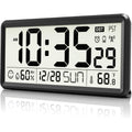 Easyera 15'' Large Digital Atomic Wall Clocks Battery Operated, Auto Dst