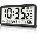 Easyera 15'' Large Digital Atomic Wall Clocks Battery Operated, Auto Dst