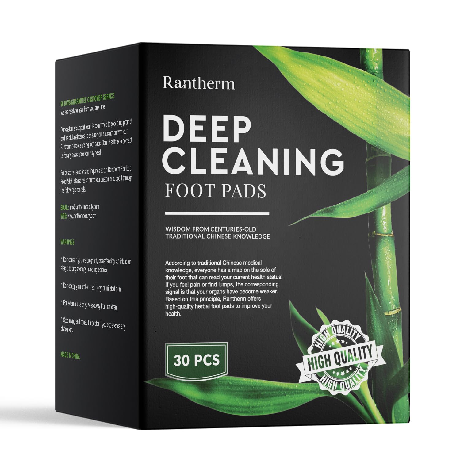Deep Cleansing Foot Pads: Bamboo Wood Ginger Foot Patches for Promoting Daily Relaxation and Sleeping 30 Packs