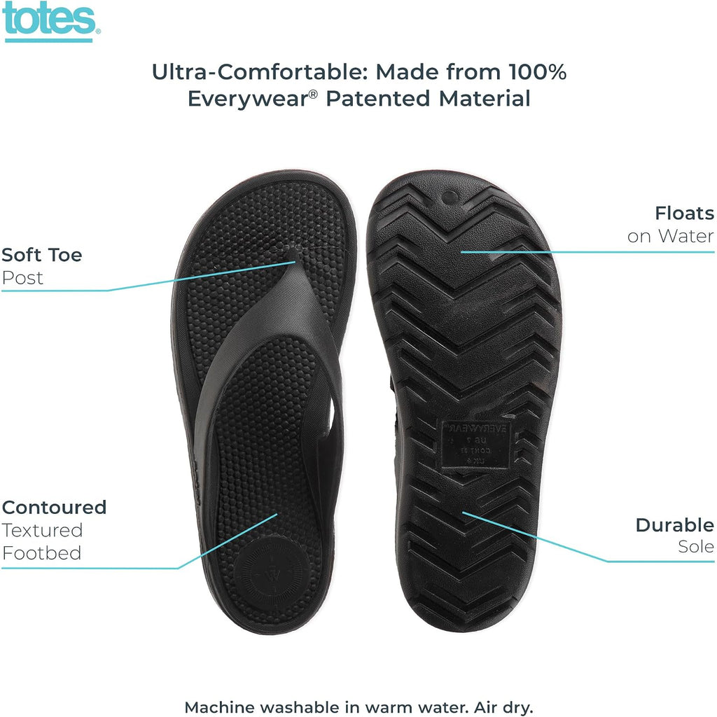 Totes Women’S Everywear Flip Flop Sandals Ultra‑Lightweight Waterproof Comfort For Beach, Pool & Everyday Wear