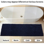 Disolla Small Bath Mat 17x24 Inch - Chenille Navy Blue Bathroom Rug, Extra Soft Absorbent Plush Shaggy Bathmat, Non-Slip Machine Washable Floor Mat for Shower, Tub and Sink